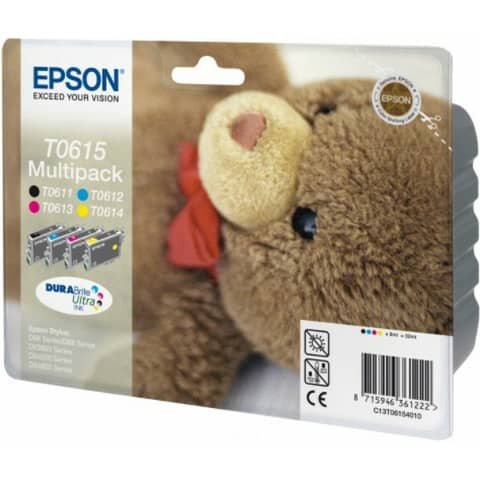 Original Epson Tintenpatrone MultiPack Bk,C,M,Y (6154010,C13T06154010,T061540,T0615,T06154010)