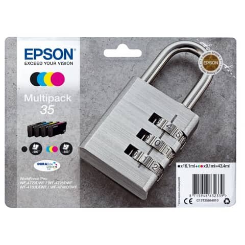 Original Epson Tintenpatrone MultiPack Bk,C,M,Y (C13T35864010,T358640,35,T3586,T35864010)