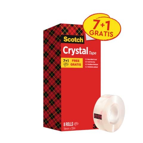 Klebeband Crystal Tape - 19 mm x 33 m, transparent, 8 Rollen