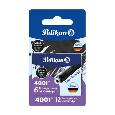 Tintenpatrone 4001® TP/6, brillant-schwarz, Blister mit 2 Etuis a 6 Patronen