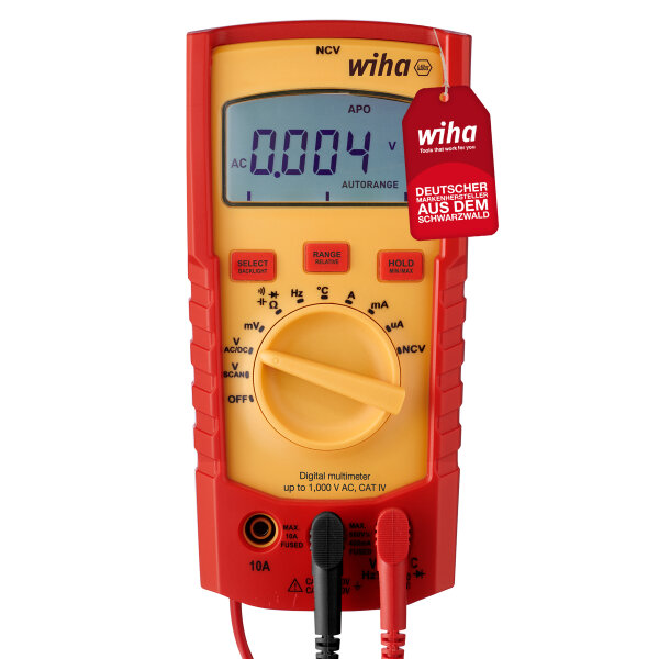 Wiha Digitales Multimeter bis 1.000 V AC, CAT IV inkl. 2x AAA-Batterien (45215)