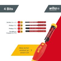 Wiha Schraubendreher mit Bit Magazin PocketMax® electric gemischt mit 4 slimBits (45296)