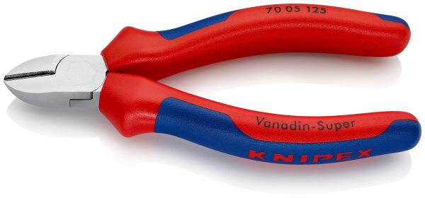 KNIPEX 70 05 125 Seitenschneider mit Mehrkomponenten-Hüllen verchromt 125 mm