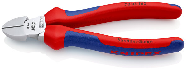 KNIPEX 70 05 160 Seitenschneider mit Mehrkomponenten-Hüllen verchromt 160 mm