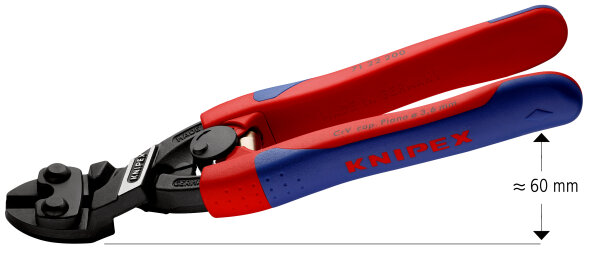 KNIPEX 71 22 200 CoBolt® Kompakt-Bolzenschneider mit schlanken Mehrkomponenten-Hüllen schwarz atramentiert 200 mm