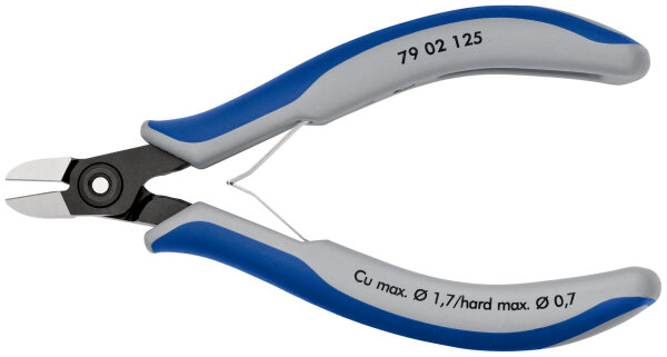 KNIPEX 79 02 125 Präzisions-Elektronik-Seitenschneider mit Mehrkomponenten-Hüllen brüniert 125 mm