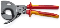 KNIPEX 95 36 320 Kabelschneider (Ratschenprinzip, Dreigang) isoliert mit Mehrkomponenten-Hüllen, VDE-geprüft schwarz atramentiert 320 mm