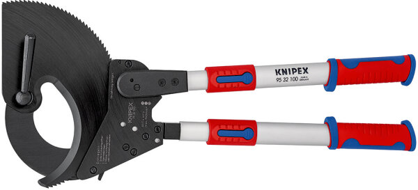 KNIPEX 95 32 100 Kabelschneider (Ratschenprinzip) mit Teleskopschenkeln mit Mehrkomponenten-Hüllen 680 mm