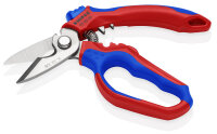 KNIPEX 95 05 20 SB Gewinkelte Elektrikerschere mit Mehrkomponenten-Hüllen, glasfaserverstärkt spiegelpoliert 160 mm