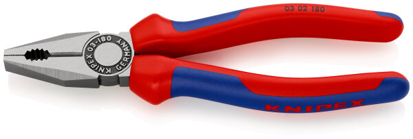 KNIPEX 03 02 180 Kombizange mit Mehrkomponenten-Hüllen schwarz atramentiert 180 mm