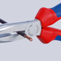 KNIPEX 26 12 200 Flachrundzange mit Schneide (Storchschnabelzange) mit Mehrkomponenten-Hüllen schwarz atramentiert 200 mm