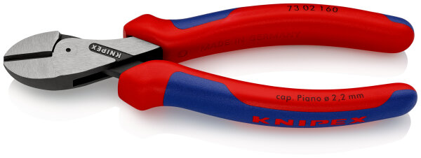 KNIPEX 73 02 160 X-Cut® Kompakt-Seitenschneider hochübersetzt mit Mehrkomponenten-Hüllen schwarz atramentiert 160 mm