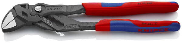 KNIPEX 86 02 250 Zangenschlüssel Zange und Schraubenschlüssel in einem Werkzeug mit Mehrkomponenten-Hüllen grau atramentiert 250 mm