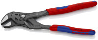 KNIPEX 86 02 250 Zangenschlüssel Zange und Schraubenschlüssel in einem Werkzeug mit Mehrkomponenten-Hüllen grau atramentiert 250 mm