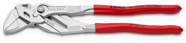 KNIPEX 86 03 250 Zangenschlüssel Zange und Schraubenschlüssel in einem Werkzeug mit Kunststoff überzogen verchromt 250 mm