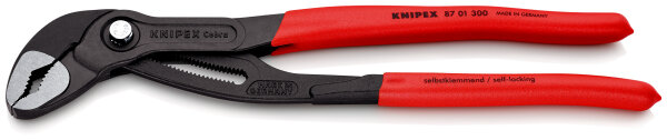 KNIPEX 87 01 300 Cobra® Hightech-Wasserpumpenzange mit rutschhemmendem Kunststoff überzogen grau atramentiert 300 mm