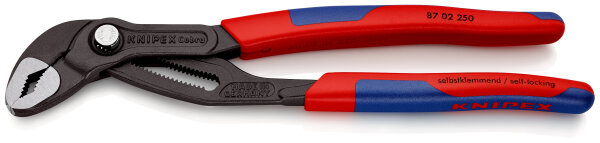 KNIPEX 87 02 250 Cobra® Hightech-Wasserpumpenzange mit schlanken Mehrkomponenten-Hüllen grau atramentiert 250 mm