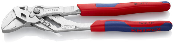 KNIPEX 86 05 250 Zangenschlüssel Zange und Schraubenschlüssel in einem Werkzeug mit Mehrkomponenten-Hüllen verchromt 250 mm