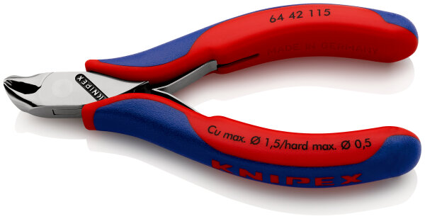 KNIPEX 64 42 115 Elektronik-Vornschneider mit Mehrkomponenten-Hüllen 115 mm