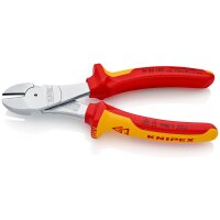 KNIPEX 74 06 180 Kraft-Seitenschneider isoliert mit Mehrkomponenten-Hüllen, VDE-geprüft verchromt 180 mm