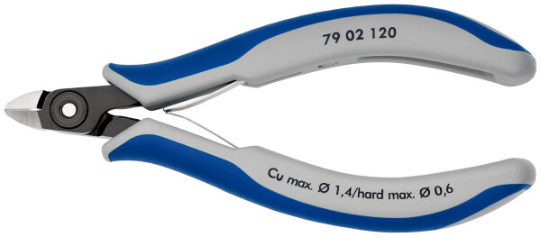 KNIPEX 79 02 120 Präzisions-Elektronik-Seitenschneider mit Mehrkomponenten-Hüllen brüniert 120 mm