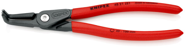 KNIPEX 48 21 J31 Präzisions-Sicherungsringzange für Innenringe in Bohrungen mit rutschhemmendem Kunststoff überzogen grau atramentiert 210 mm