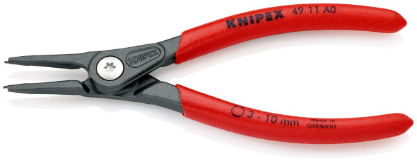 KNIPEX 49 11 A0 Präzisions-Sicherungsringzange für Außenringe auf Wellen mit rutschhemmendem Kunststoff überzogen grau atramentiert 140 mm