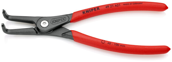 KNIPEX 49 21 A31 Präzisions-Sicherungsringzange für Außenringe auf Wellen mit rutschhemmendem Kunststoff überzogen grau atramentiert 210 mm