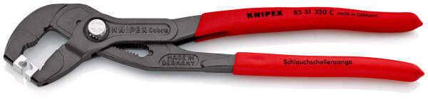 KNIPEX 85 51 250 C Schlauchschellenzange für Click-Schellen mit rutschhemmendem Kunststoff überzogen grau atramentiert 250 mm