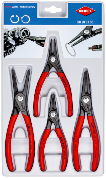 KNIPEX 00 20 03 SB Präzisions-Sicherungsringzangen-Set 4-teilig