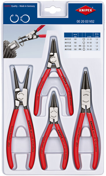 KNIPEX 00 20 03 V02 Sicherungsringzangen-Set 4-teilig  (SB-Karte/Blister)