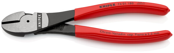 KNIPEX 74 01 180 Kraft-Seitenschneider mit Kunststoff überzogen schwarz atramentiert 180 mm