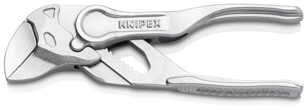 KNIPEX 86 04 100 Zangenschlüssel XS Zange und Schraubenschlüssel in einem Werkzeug aufgeprägte, raue Oberfläche verchromt 100 mm