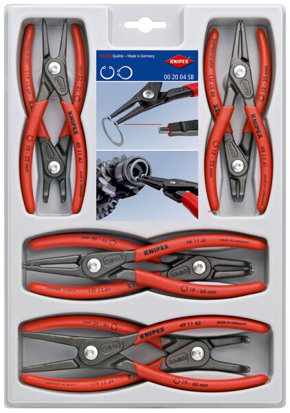 KNIPEX 00 20 04 SB Präzisions-Sicherungsringzangen-Set 8-teilig