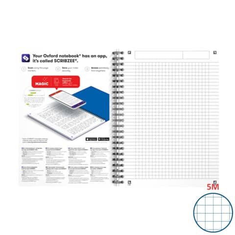 Oxford Office Essentials A5 Softcover doppelspiralgebundenes Spiralbuch, 5 mm kariert, 90 Blatt, sortierte Farben, SCRIBZEE® kompatibel