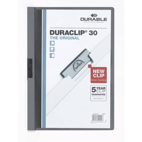 Klemm-Mappe DURACLIP® Original30, Hartfolie, bis 30 Blatt, transparent/anthrazit