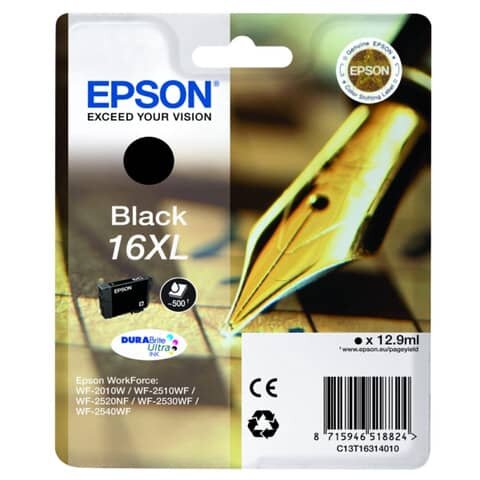 Original Epson Tintenpatrone schwarz High-Capacity XL (C13T16314012,16XL,T1631,T16314012)