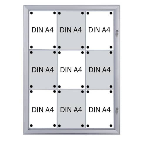 Schaukasten PRO Security Feuerfest, 9 x A4, Flügeltür, SAN-Frontscheibe, weiß