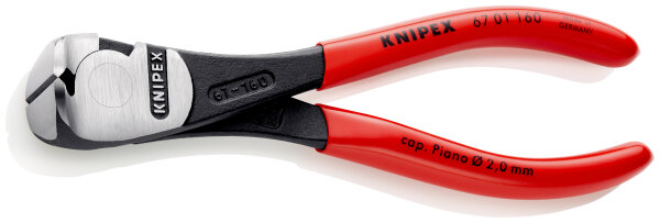 KNIPEX 67 01 160 Kraft-Vornschneider mit Kunststoff überzogen schwarz atramentiert 160 mm