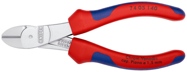 KNIPEX 74 05 140 Kraft-Seitenschneider mit Mehrkomponenten-Hüllen verchromt 140 mm