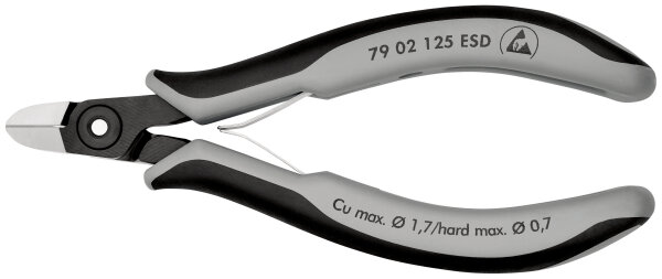 KNIPEX 79 02 125 ESD Präzisions-Elektronik-Seitenschneider ESD mit Mehrkomponenten-Hüllen brüniert 125 mm