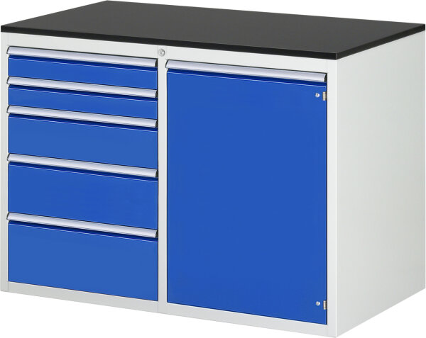 Schubladenschrank LL5.22, B1145xT650xH820mm, M-Top-22mm, 5xSchublade-VA, 1xTür