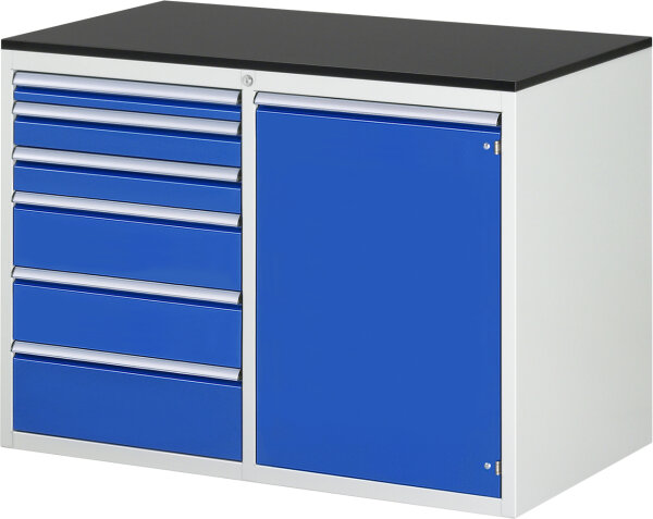 Schubladenschrank LL5.24, B1145xT650xH820mm, M-Top-22mm, 6xSchublade-VA, 1xTür