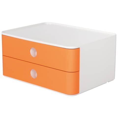 SMART-BOX ALLISON Schubladenbox - stapelbar, 2 Laden, snow white/apricot orange