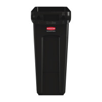 Rubbermaid Slim Jim Abfalleimer mit Entlüftungsschlitzen schwarz 60L