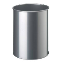 Papierkorb Metall rund 15 Liter, metallic silber