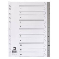 Zahlenregister - 1 - 12, PP, A4, 12 Blatt + Indexblatt, grau