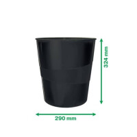 5328 Papierkorb Recycle - 15l, PP, schwarz