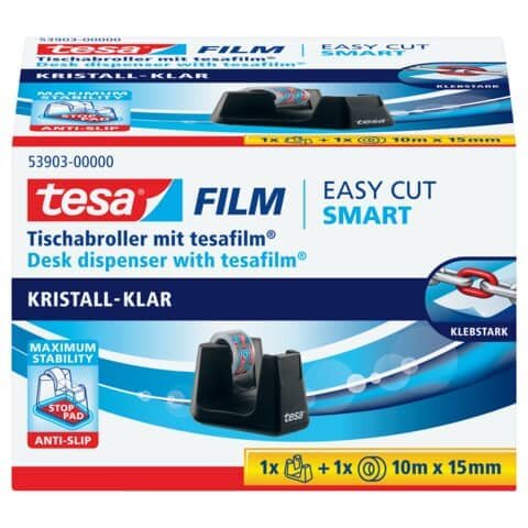 tesa Easy Cut Smart Tischabroller inkl. 1x kristall klar 10m : 15mm