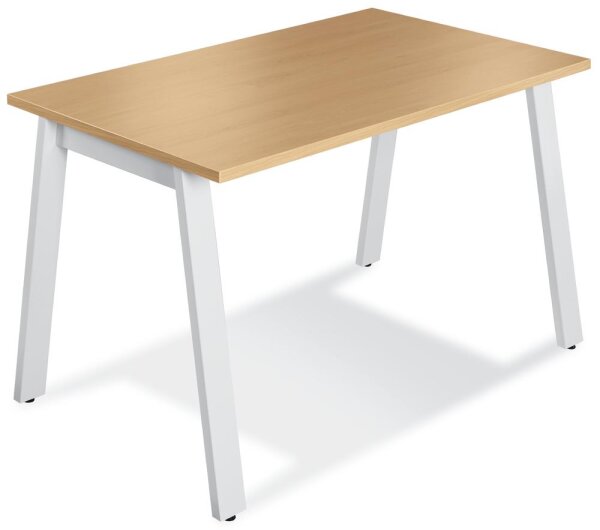 Konferenztisch DESKIN RIO Platte Buchedekor, Gestell Weiß RAL 9016B 1200 x T 800 x H 735 mm